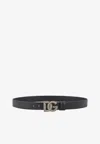 Dolce & Gabbana Black Belt With Logo Plaque On The Front In Leather Man In Black