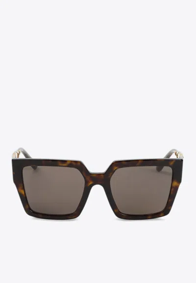DOLCE & GABBANA EMBELLISHED DG LOGO RECTANGULAR SUNGLASSES