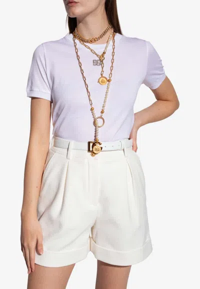 Dolce & Gabbana Embellished Dg Logo T-shirt In Purple