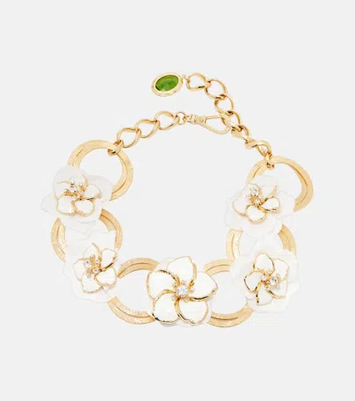 Dolce & Gabbana Embellished Floral Chain Necklace In Gold