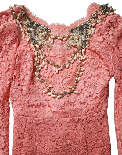 Dolce & Gabbana Embellished Floral Lace Mermaid Gown In Pink