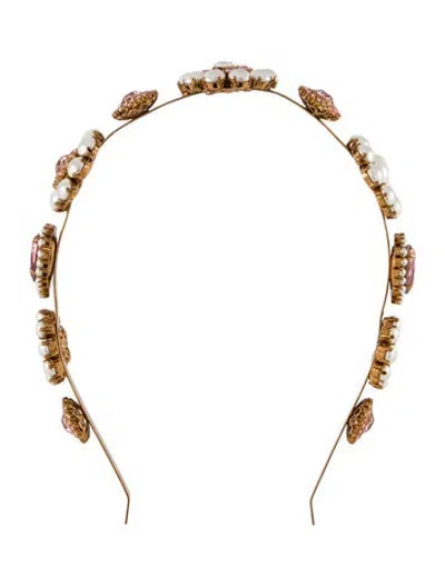 Pre-owned Dolce & Gabbana Embellished Headband In Gold