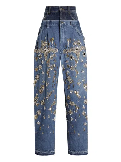 Dolce & Gabbana Embellished Jeans In Blue