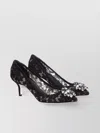 Dolce & Gabbana Embellished Lace Overlay Kitten Heel Pumps