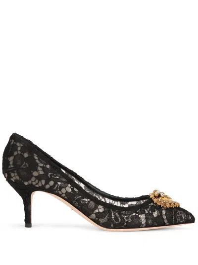 Dolce & Gabbana Pump In Taormina Lace With Crystals In Black