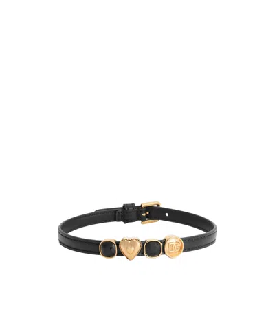 DOLCE & GABBANA EMBELLISHED LEATHER CHOKER