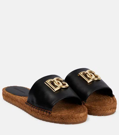 DOLCE & GABBANA EMBELLISHED LEATHER ESPADRILLES