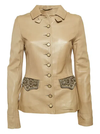 Pre-owned Dolce & Gabbana Embellished Leather Jacket