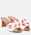 Dolce & Gabbana Coral Beaded Leather Slide Sandals In White