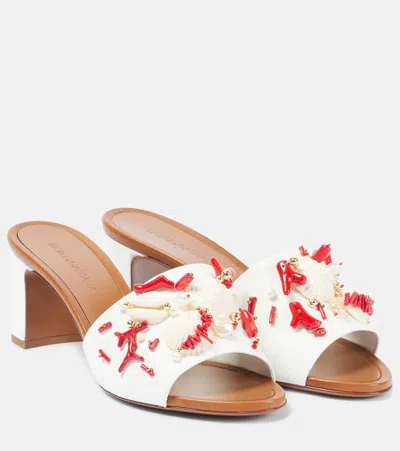 Dolce & Gabbana Embellished Leather Mules In White