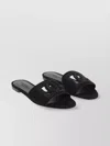 Dolce & Gabbana Embellished Leather Slide Slippers In Black
