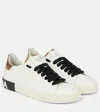 Dolce & Gabbana 'new Portofino' White Low Top Sneakers With Metallic Heel Tab And Logo Patch In Leather Woman In White