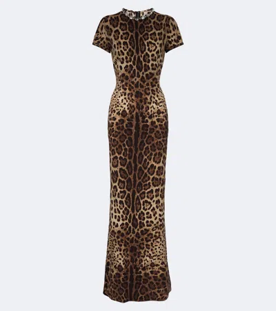 Dolce & Gabbana Verzierte Robe Aus Einem Seidengemisch In Brown