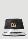 Dolce & Gabbana Embellished Logo Bucket Hat In Black