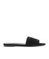 Dolce & Gabbana Black Goat Leather Slides With Signature Dg Logo In Black