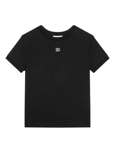 DOLCE & GABBANA EMBELLISHED-LOGO T-SHIRT