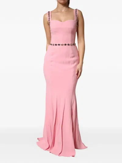 Dolce & Gabbana Embellished Mermaid Maxi Dress In Pink