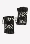 Dolce & Gabbana Embellished Nappa Leather Gloves In Black