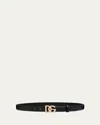 Dolce & Gabbana Embellished Pearly Interlocking Dg Leather Belt In Black