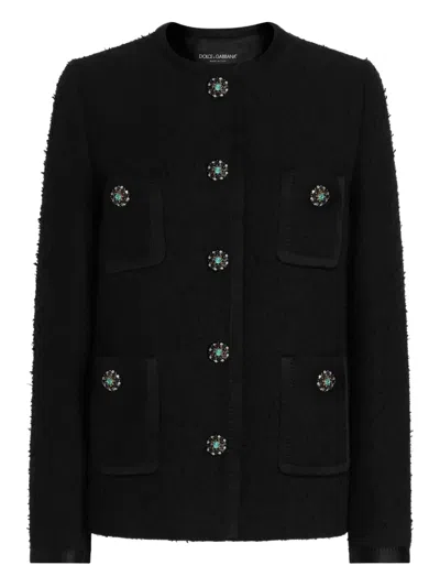 Dolce & Gabbana Embellished Pocket Jacket In Black