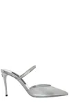 Dolce & Gabbana Crystal-embellished Pointed-toe Mules In Silver