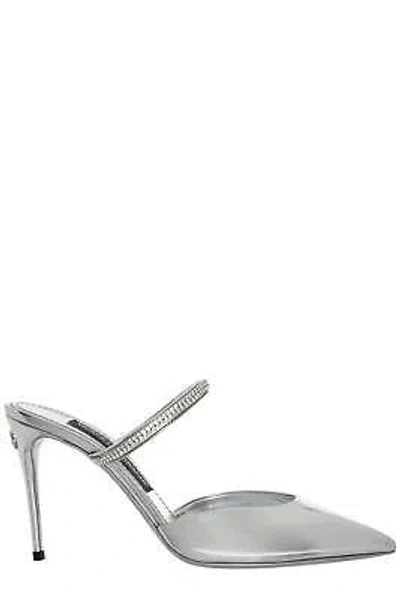 Pre-owned Dolce & Gabbana Embellished Pointed-toe Mules In Silver
