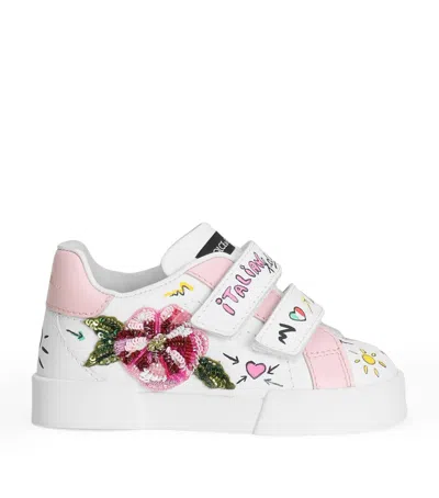 Dolce & Gabbana Kids' Embellished Portofino Low-top Sneakers In Multi