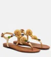 Dolce & Gabbana Embellished Raffia-effect Thong Sandals In Multi