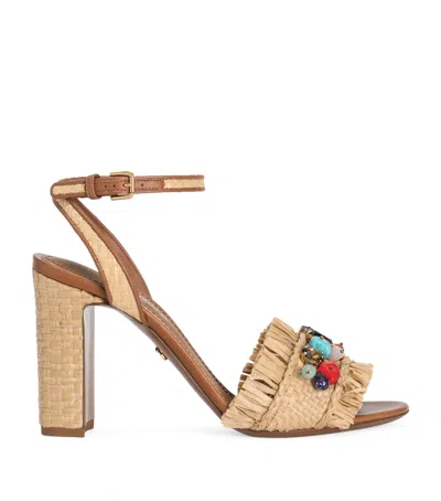 Dolce & Gabbana Raffia Embellished Heeled Sandals 90