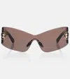 Dolce & Gabbana Embellished Rectangular Sunglasses In Brown