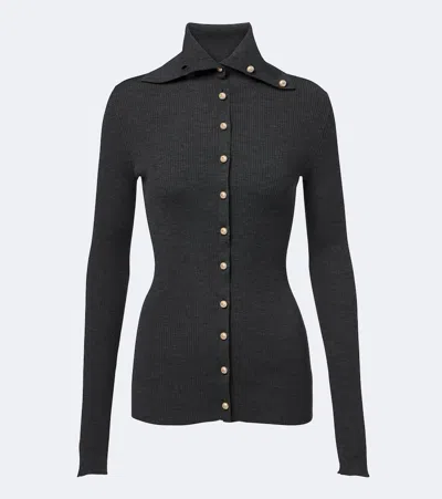 Dolce & Gabbana Ribbed Wool Cardigan In Black