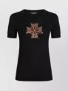 Dolce & Gabbana Embellished Round Neck Short Sleeves Top In Black