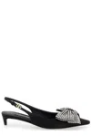 Dolce & Gabbana Satin Slingbacks With Rhinestone Embellishment In Nero Crystal