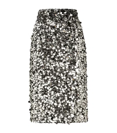 DOLCE & GABBANA EMBELLISHED SEQUIN MIDI SKIRT