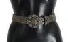 Dolce & Gabbana Multicolor Wide Crystal Buckle Sequined Belt In Grey