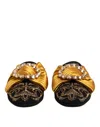 Dolce & Gabbana Embellished Silk & Leather Flat In Multi