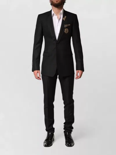 Dolce & Gabbana Embellished Single Breasted Two Piece Suit In Black