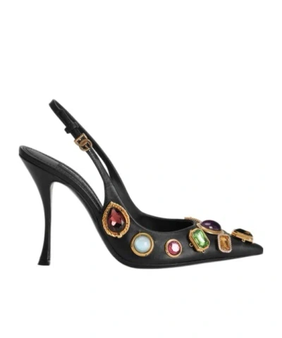 Dolce & Gabbana Dolce  Gabbana Embellished Slingback Pumps In Black