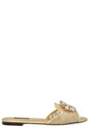 Dolce & Gabbana Bianca Crystal-embellished Lace Sandals In Nude