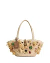 Dolce & Gabbana Floral Embellished Raffia Tote Bag