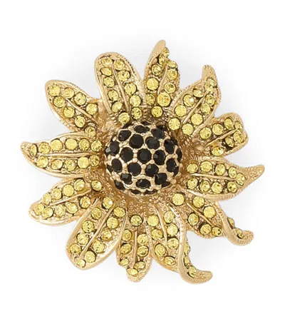 Dolce & Gabbana Embellished Sunflower Brooch In Gold