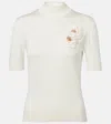 Dolce & Gabbana Embellished Turtleneck Silk Top In White