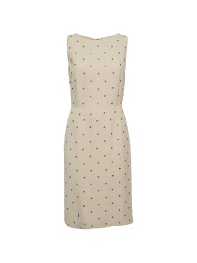 Pre-owned Dolce & Gabbana Embellished Twill Dress In Neutral