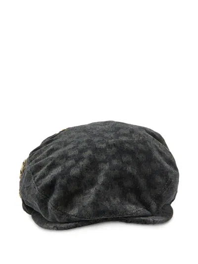 Pre-owned Dolce & Gabbana Embellished Velvet Cap In Grey