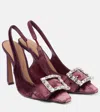 Dolce & Gabbana Embellished Velvet Slingback Pumps In Vinaccia/ribes