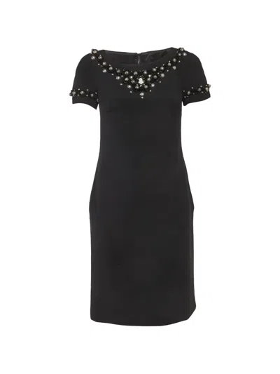 Pre-owned Dolce & Gabbana Embellished Wool Dress In Black
