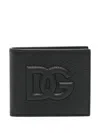 Dolce & Gabbana Men Embossed Bi-fold Wallet In Black