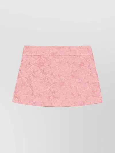 Dolce & Gabbana Embossed Floral High Waist Mini Skirt In Multicolor