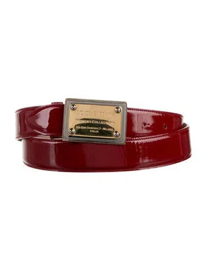 Pre-owned Dolce & Gabbana Embossed Leather Belt Kit In Red