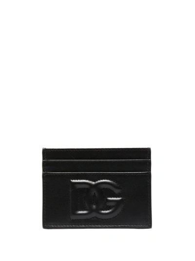 Dolce & Gabbana Embossed Logo Card Holder In Black  